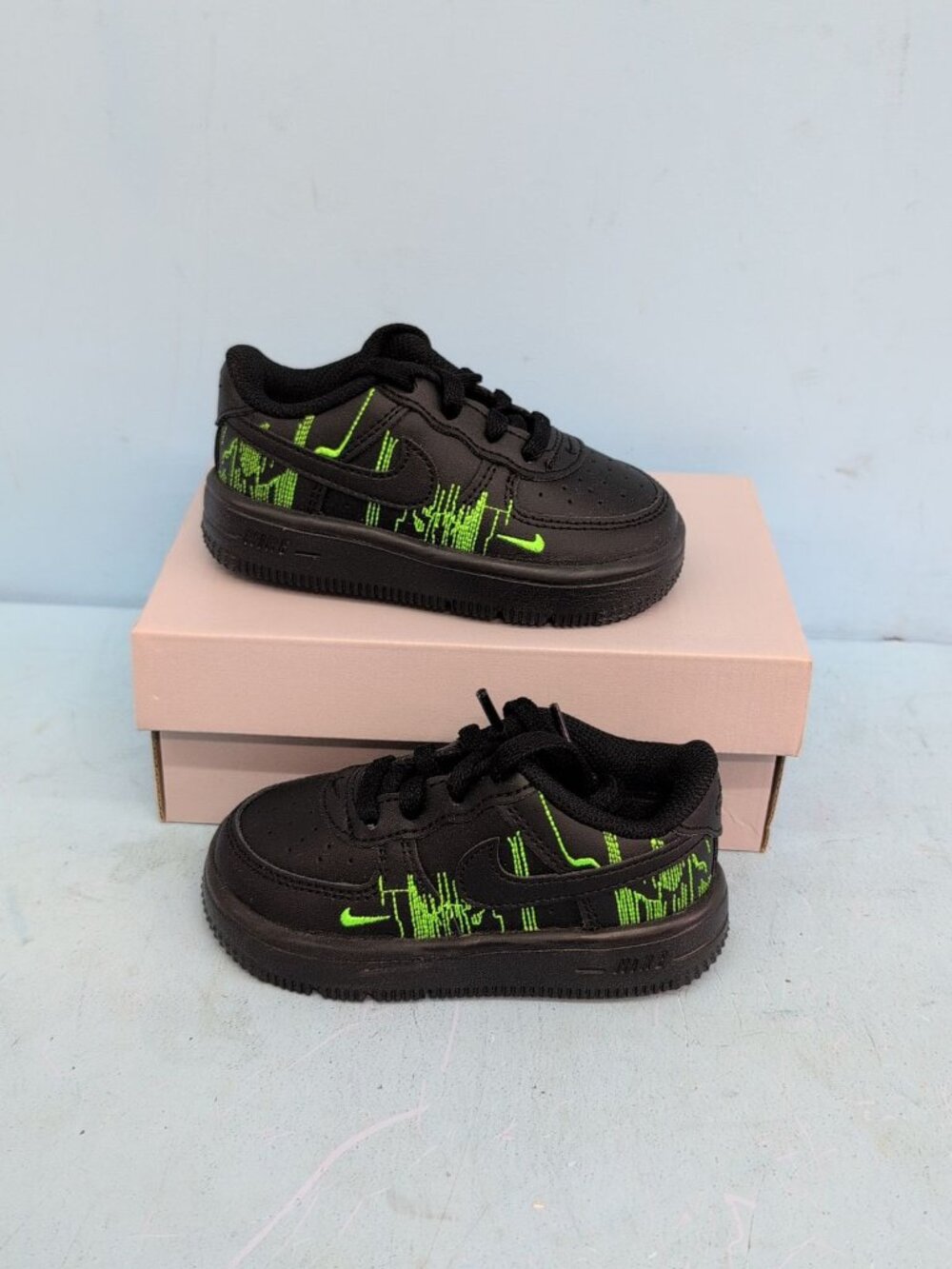 Nike Air Force 1 Low LV8 4 Matrix Toddler Shoes 6C Black Green Strike IM7996-001
